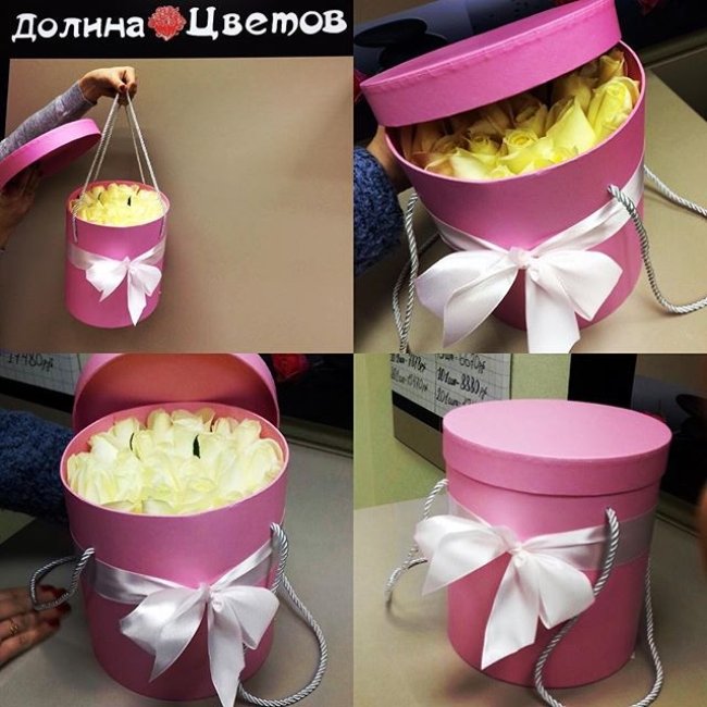 25 Роз.Высота 40см. Коробка шляпная