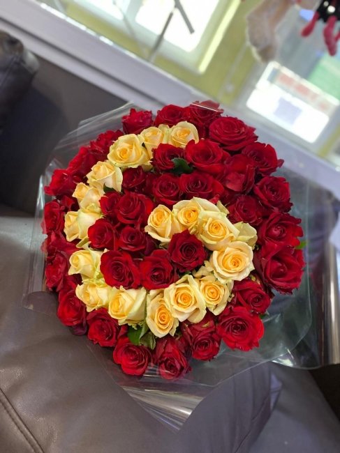 Букет на юбилей 101 роза (50см)