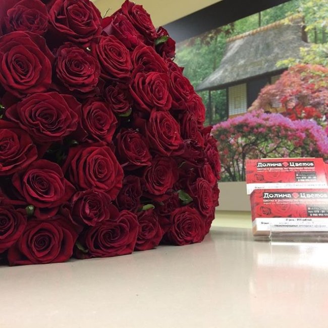 Роза Ред Наоми (красная). Букет из 51 розы. Высота 50 см