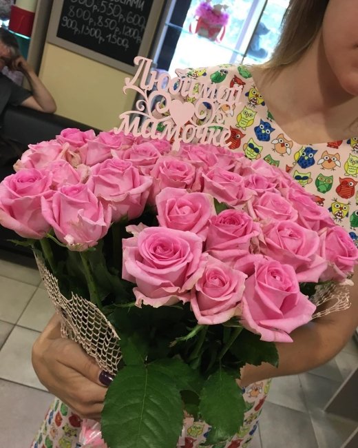 Роза Ревиваль (розовая). Букет из 35 роз. Высота 60 см